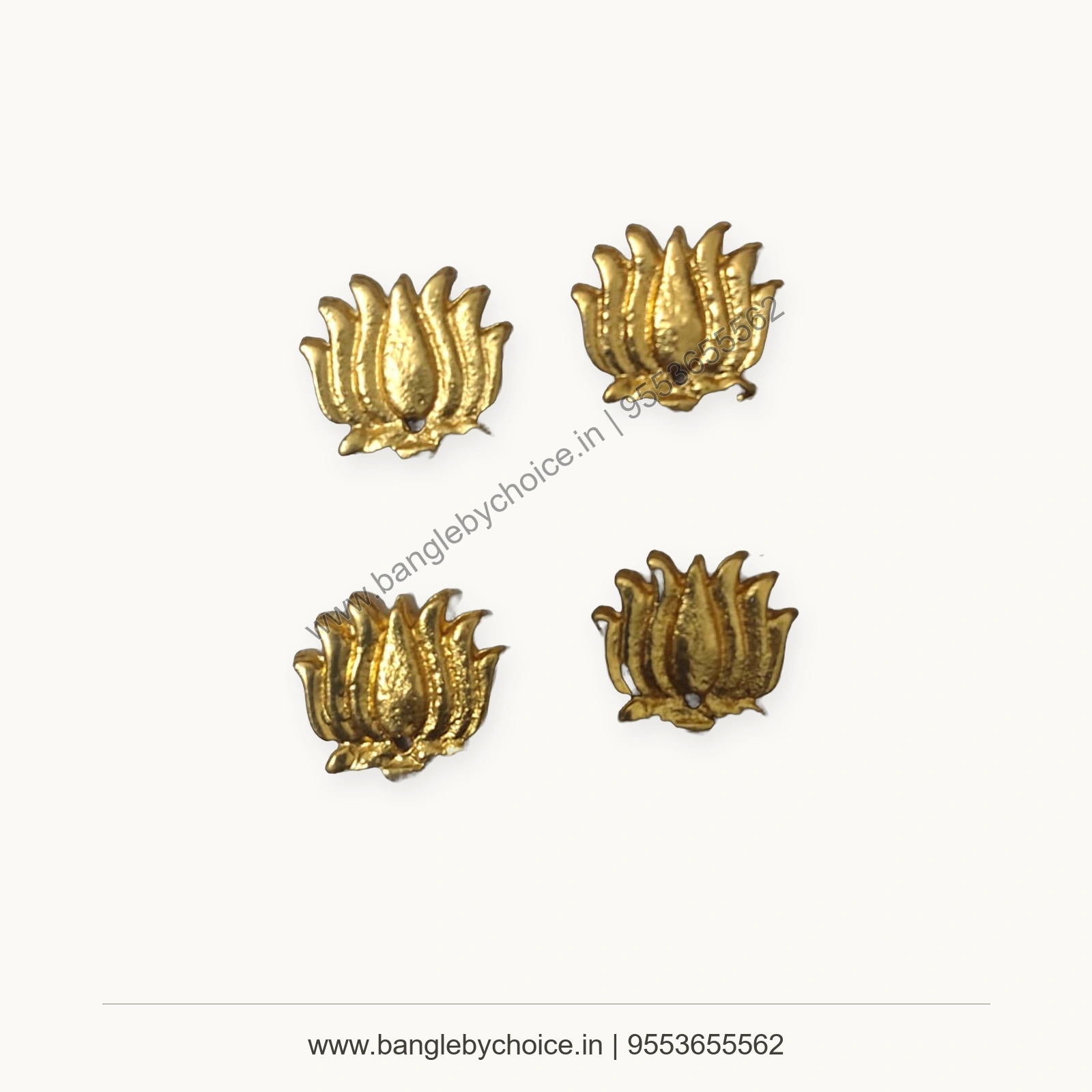 Gold Lotus Charms premium product photo with Bangle By Choice watermark and phone number