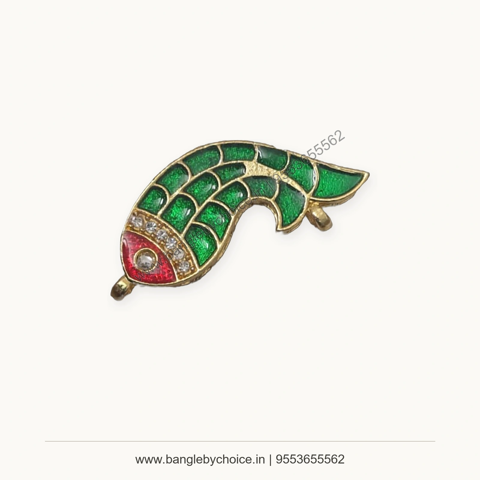 Green and Pink Fish Enamel Charm premium product photo with Bangle By Choice watermark and phone number