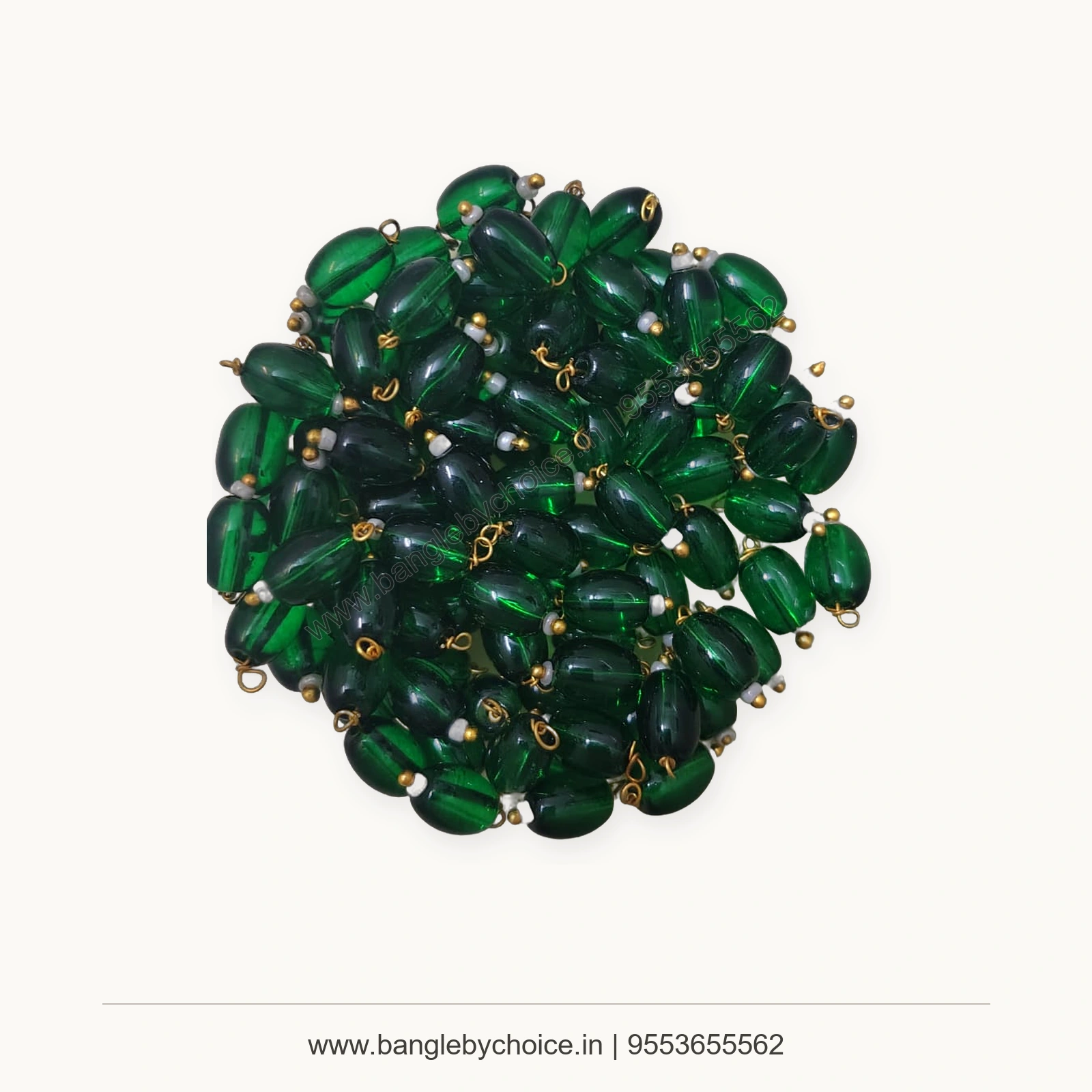 Green Hanging Acrylic Beads premium product photo with Bangle By Choice watermark and phone number