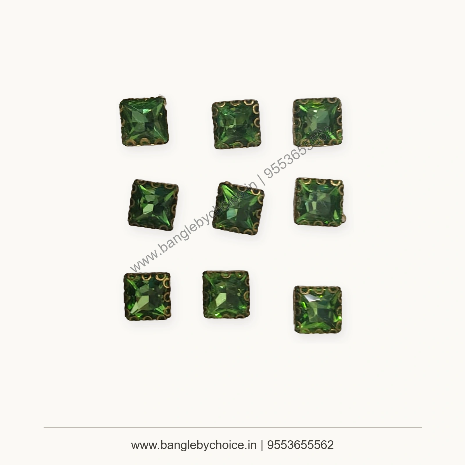 Light Green 8 x 8 mm Square Clipstones