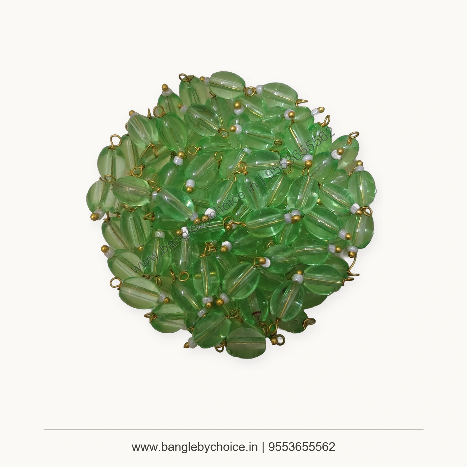 Light Green Hanging Acrylic Beads premium product photo with Bangle By Choice watermark and phone number