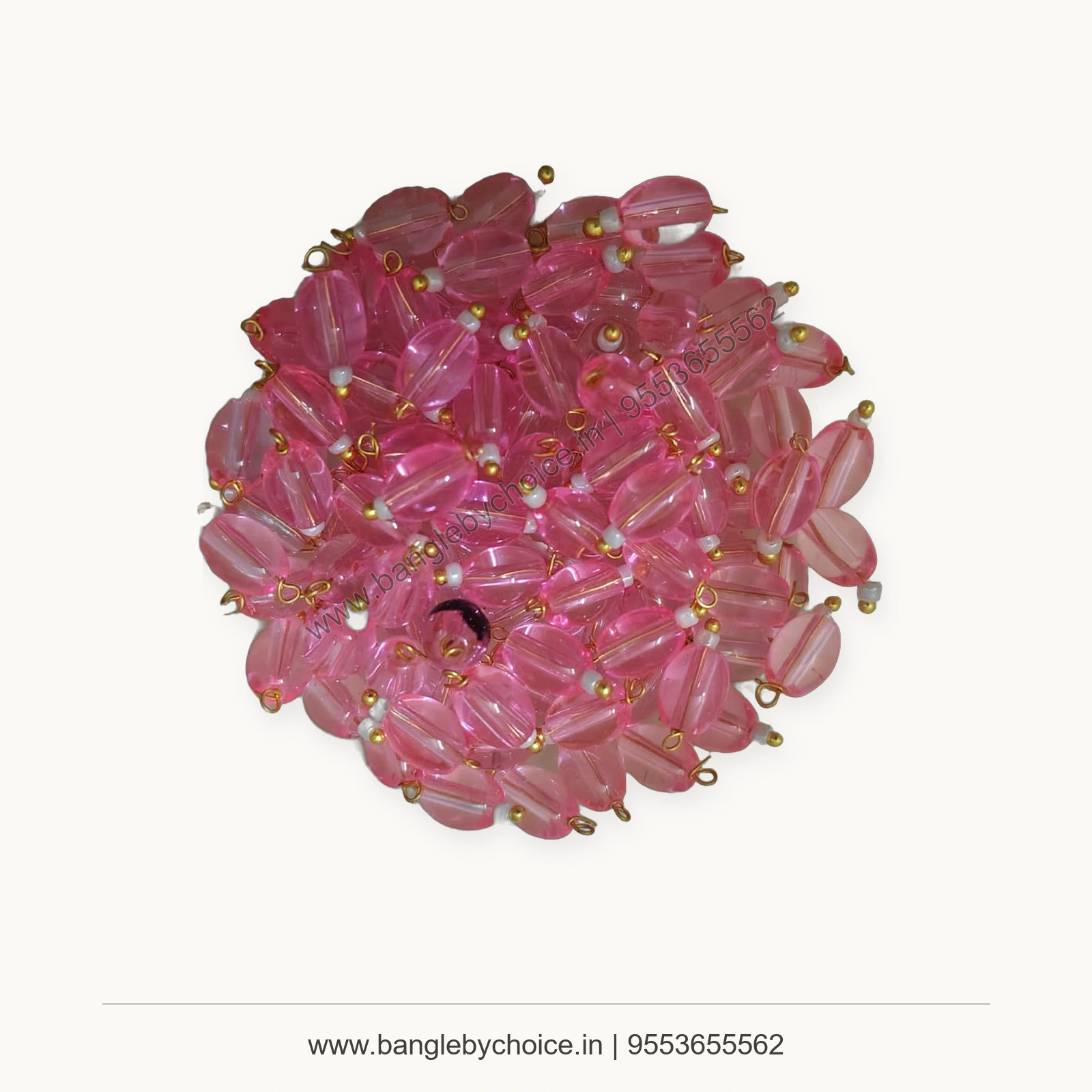 Light Pink Hanging Acrylic Beads premium product photo with Bangle By Choice watermark and phone number