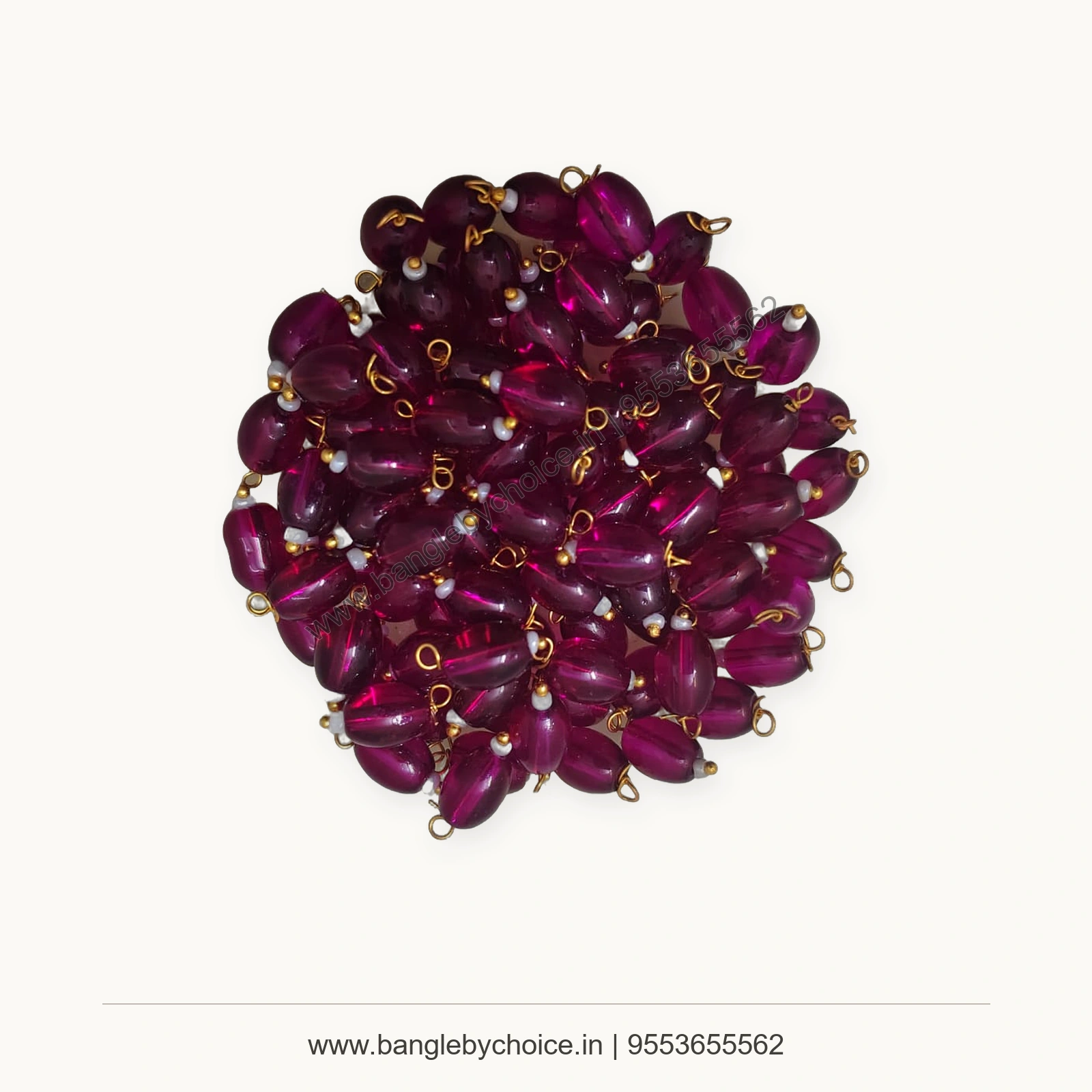 Magenta Hanging Acrylic Beads premium product photo with Bangle By Choice watermark and phone number