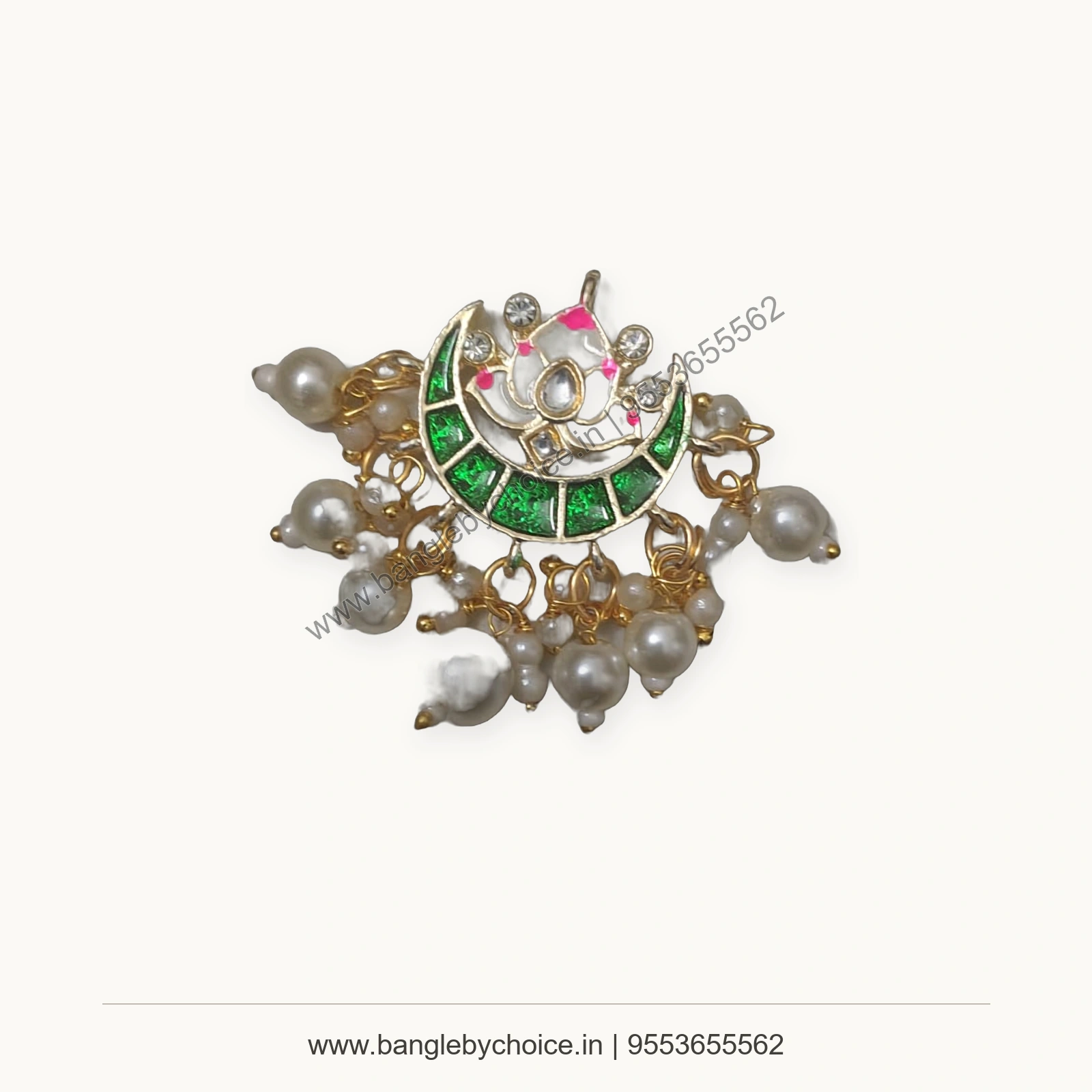 Multicolour Ganesh Pearl Drop Enamel Charm premium product photo with Bangle By Choice watermark and phone number