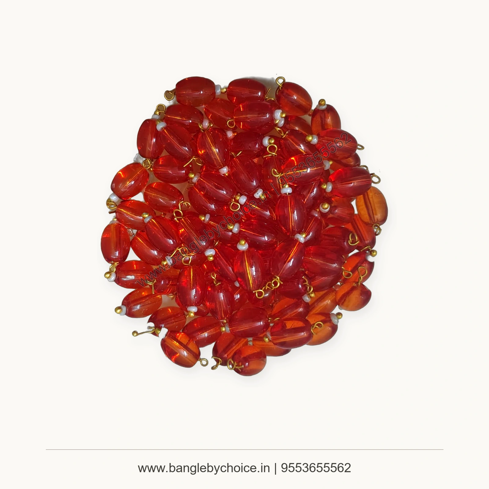 Orange Hanging Acrylic Beads premium product photo with Bangle By Choice watermark and phone number