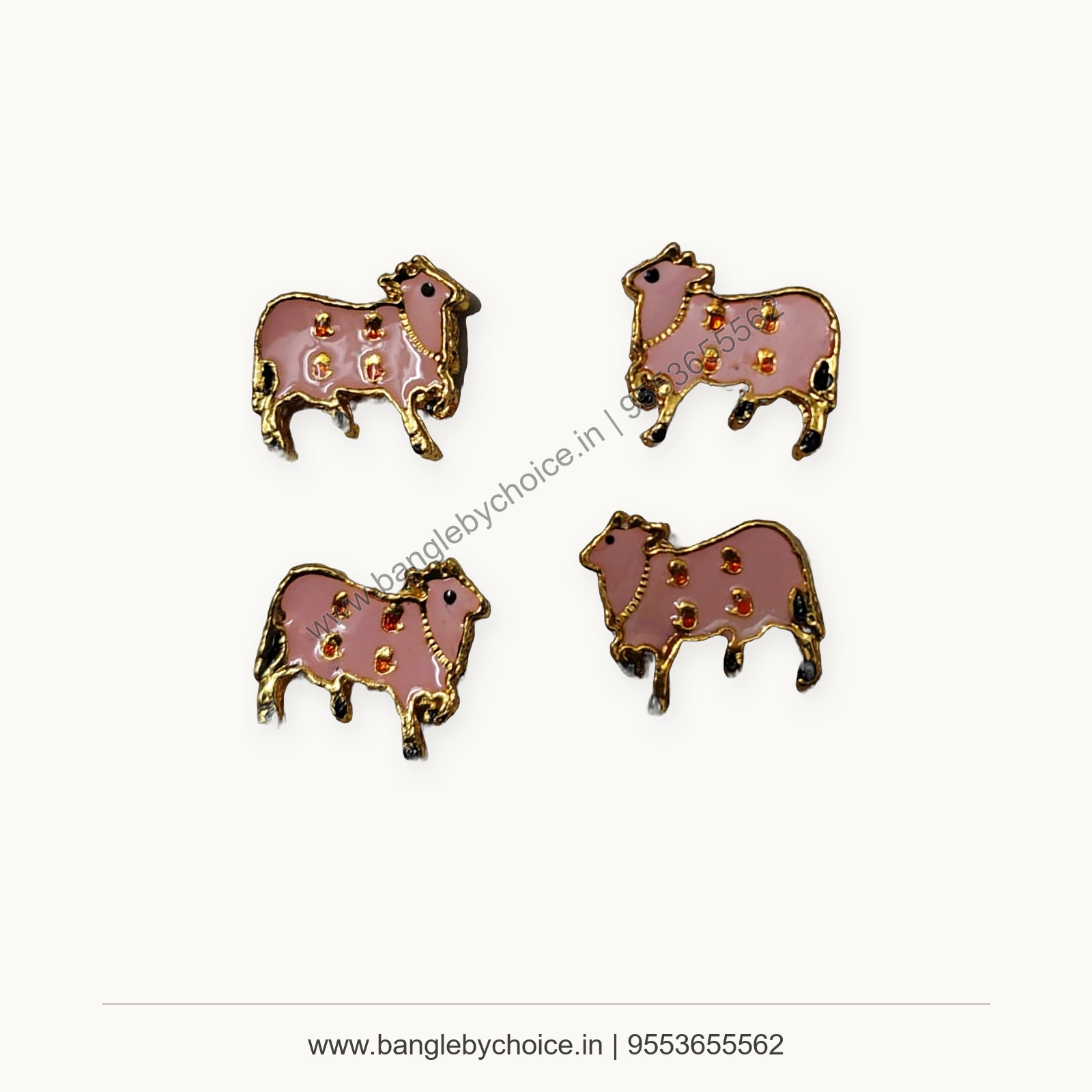 Peach Cow Enamel Charm premium product photo with Bangle By Choice watermark and phone number