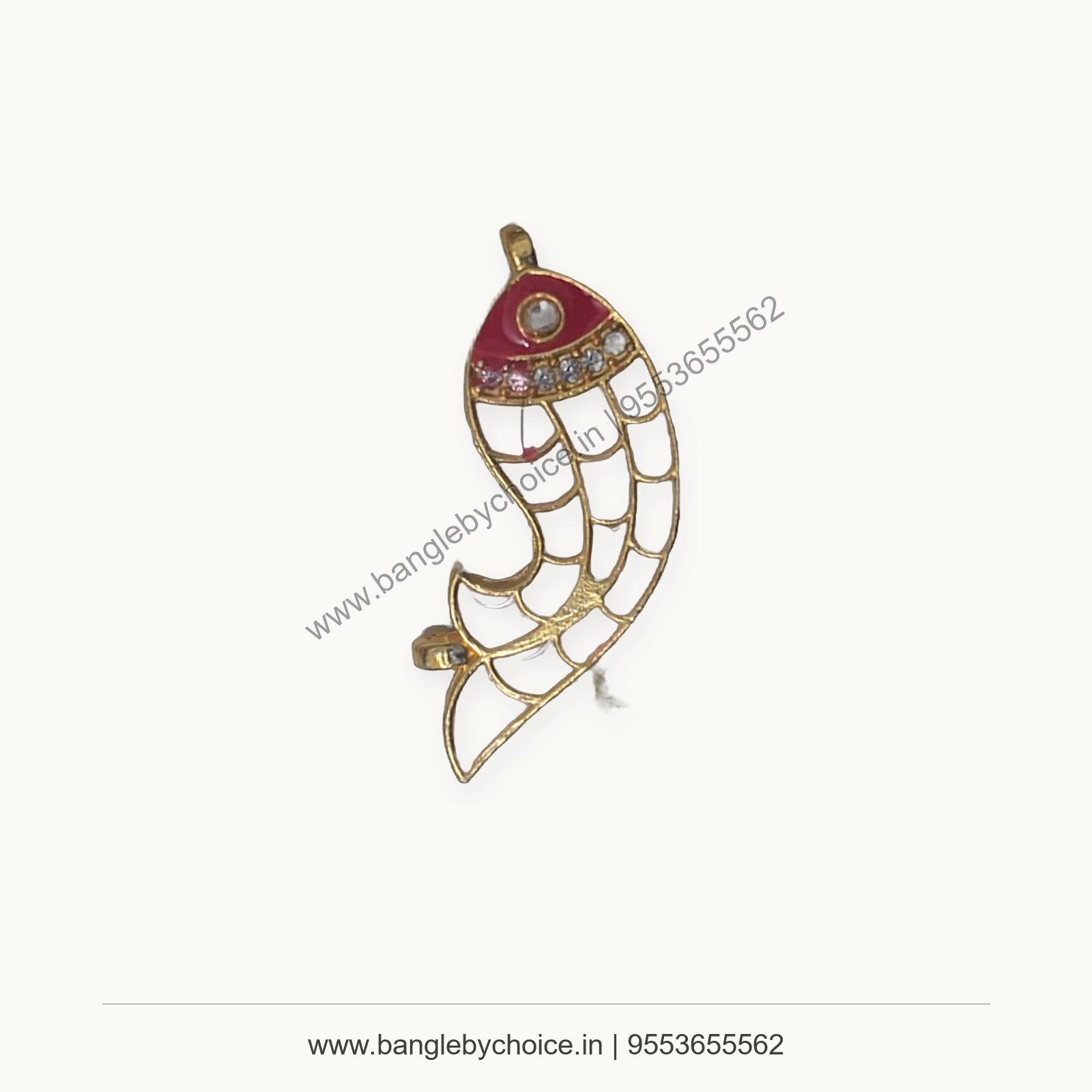 Pink and White Fish Enamel Charm premium product photo with Bangle By Choice watermark and phone number