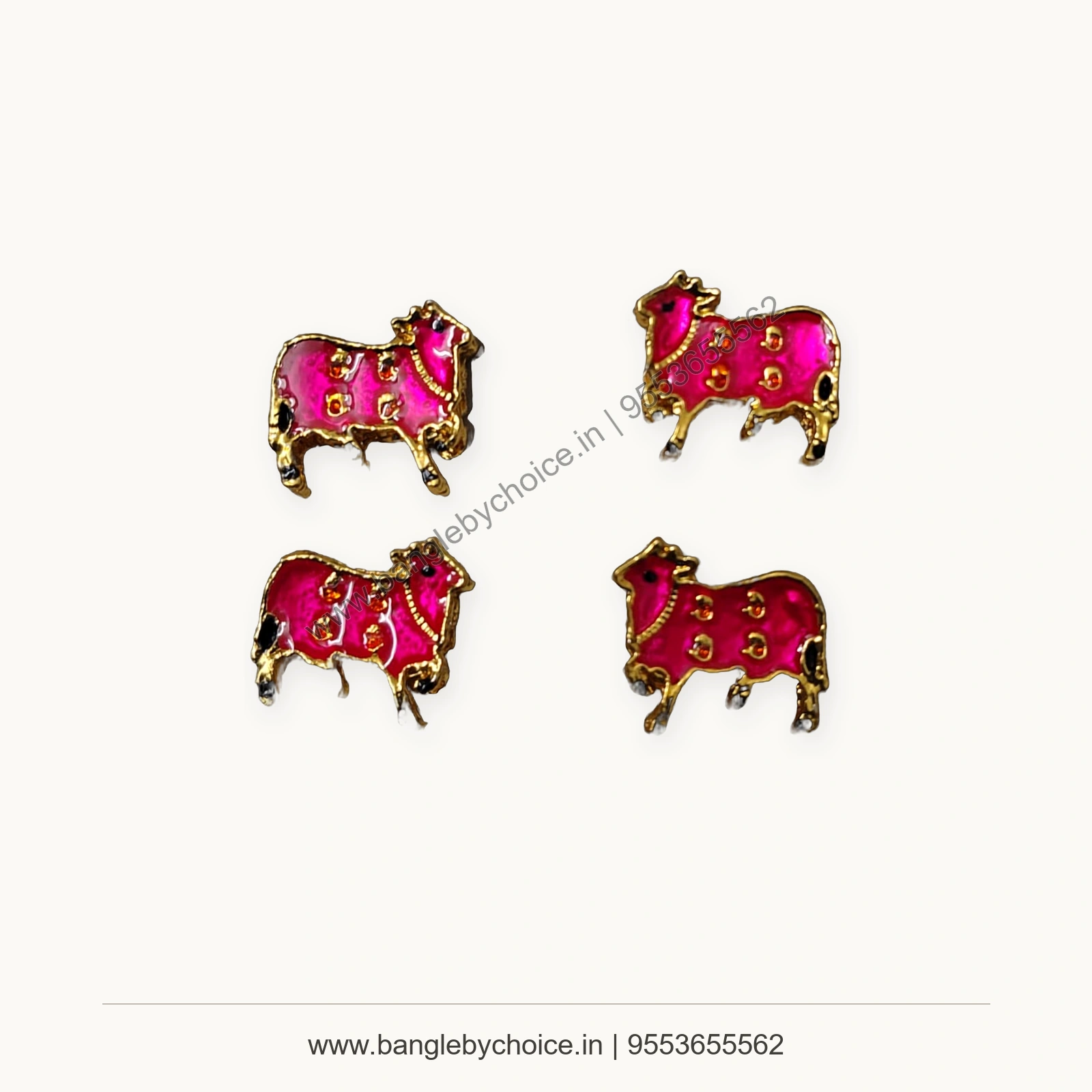Pink Cow Enamel Charm premium product photo with Bangle By Choice watermark and phone number