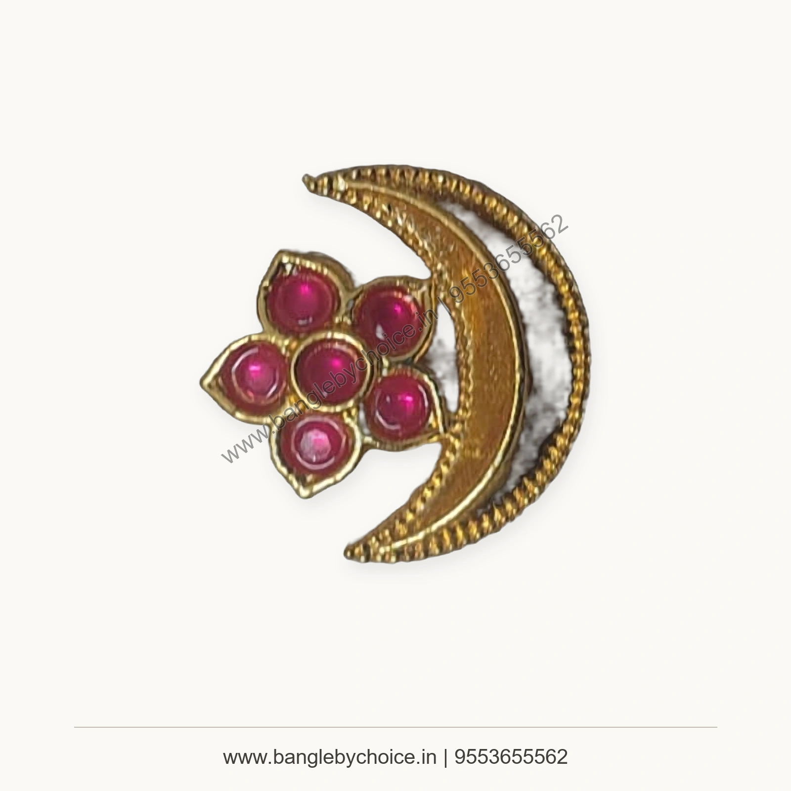 Pink Crescent Lotus Enamel Charm premium product photo with Bangle By Choice watermark and phone number