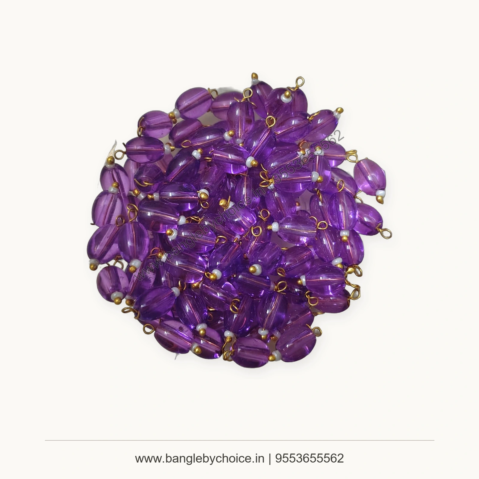 Purple Hanging Acrylic Beads premium product photo with Bangle By Choice watermark and phone number