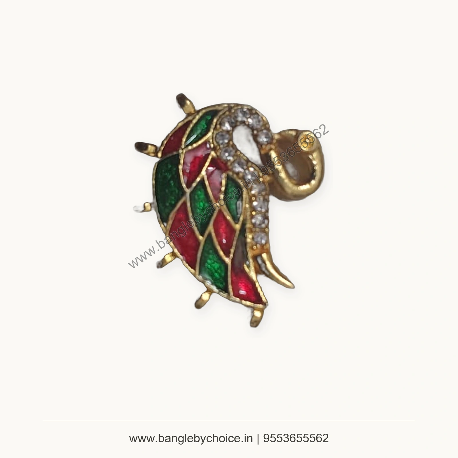 Red and Green Fish Enamel Charm premium product photo with Bangle By Choice watermark and phone number