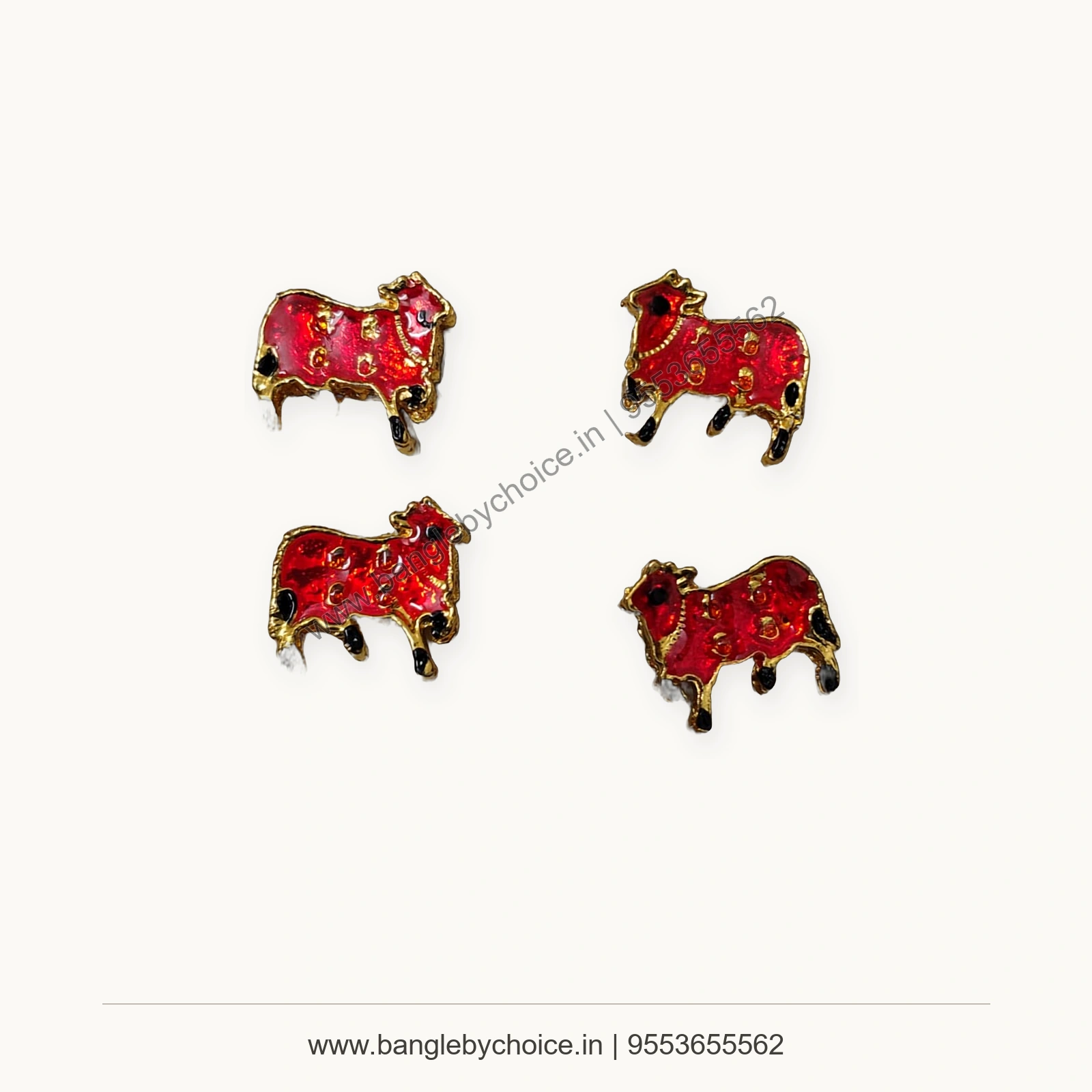 Red Cow Enamel Charm premium product photo with Bangle By Choice watermark and phone number