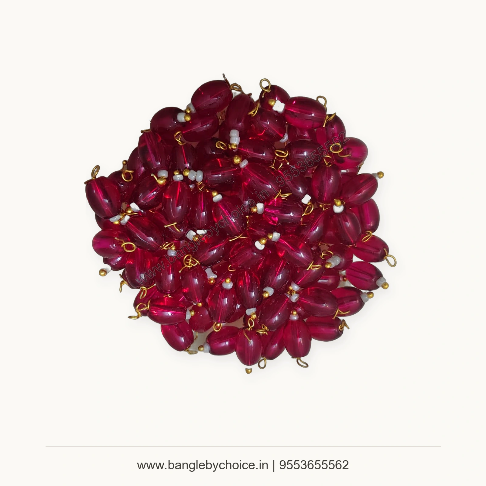 Red Hanging Acrylic Beads premium product photo with Bangle By Choice watermark and phone number