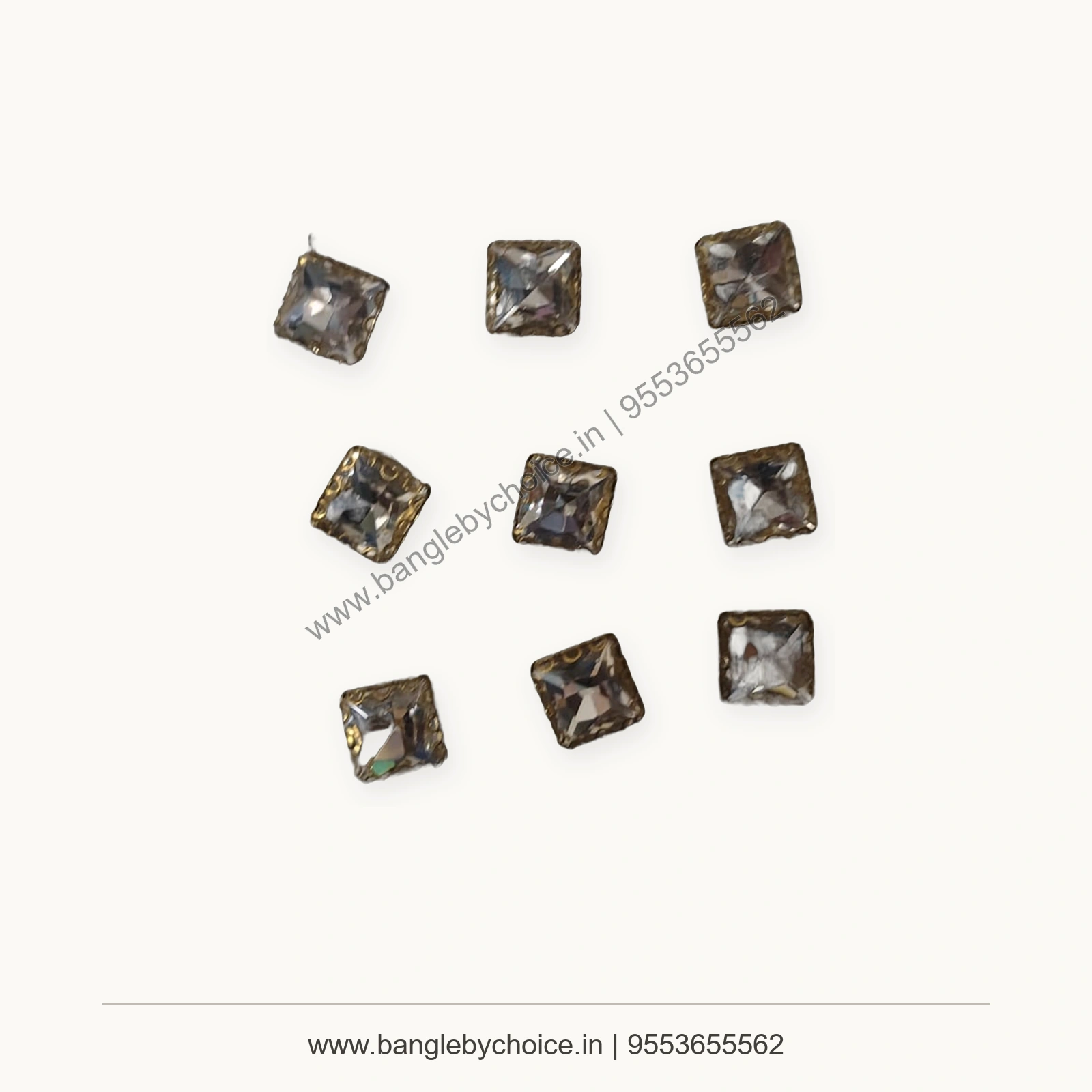 White 8 x 8 mm Square Clipstones